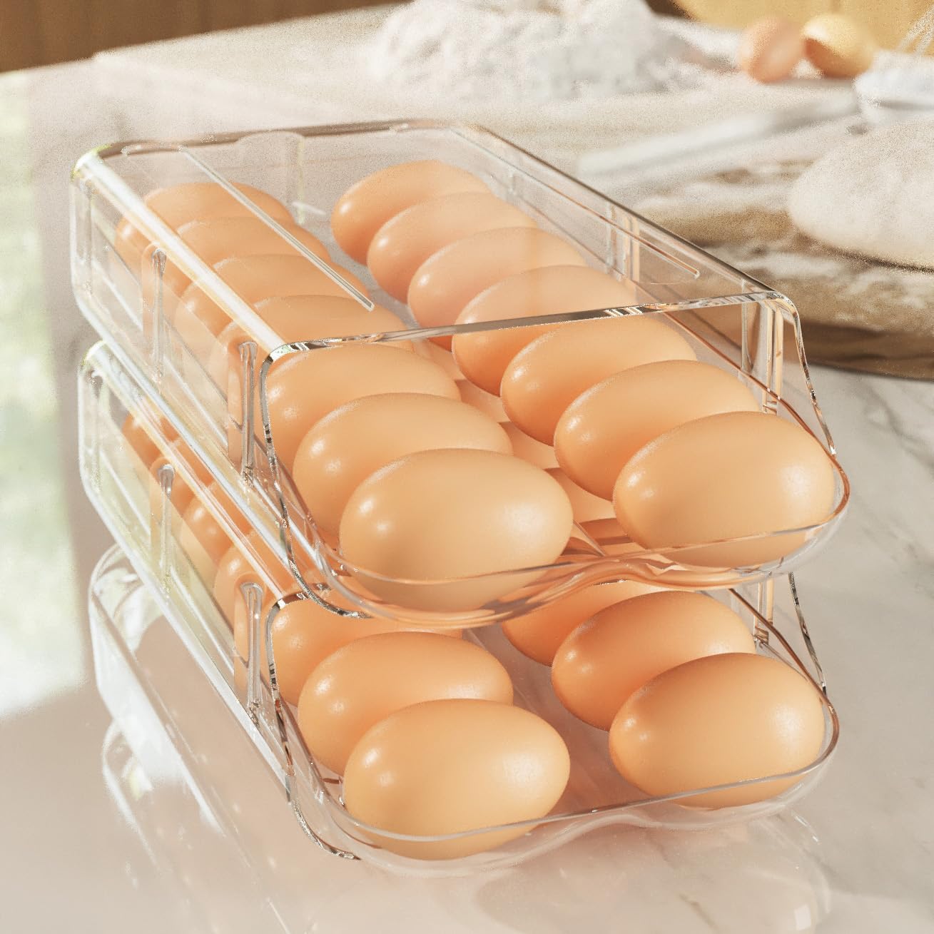๐ฅ Keep Your Eggs Fresh & Organized โ Premium Egg Organizer Tray for Fridge & Kitchen Storage!