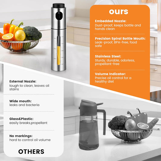 🍴 Cook Healthier & Smarter with the Stainless Steel Oil Spray Bottle – Precise Oil Control for Perfect Meals Every Time!