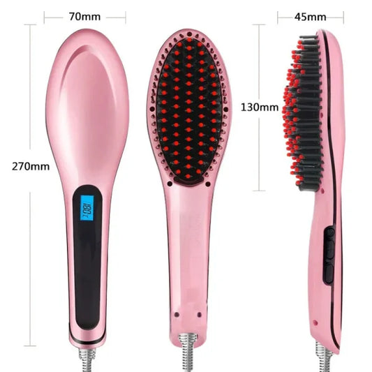 Fast HQT-906 Hair Straightener Brush – Instant Heat, Frizz-Free Shine, Salon Look at Home!