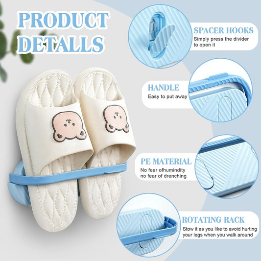3 In 1 Shoes Rack Wall Mounted Folding Slippers Shoes Bathroom Towel Hanger Organizer Rack In House Shoes Stand Hanging Shelf Rack Holder For Multipurpose Use(random Color)